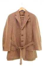 ラルフローレン RalphLauren ツイードジャケット ウエストベルト エルボーパッチ チンストラップ ジャケット ブラウン Lサイズ 103MT-2852