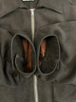 アンセルム ANCELLM VEGAN LEATHER SKIPPER LONG LS ZIP SHIRT ヴィーガンレザースキッパーロングロングスリーブジップシャツ ANC-SH43 サイズ2 長袖シャツ ブラウン 101MT-4986