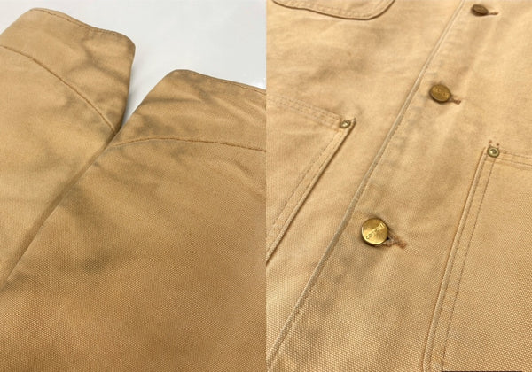 カーハート Carhartt MICHIGAN CHORE COAT ミシガン チョア コート ダック カバーオール 裏ブランケット ボタン アウター ジャケット 薄茶 サイズ 40 ジャケット ロゴ ベージュ 104MT-1879