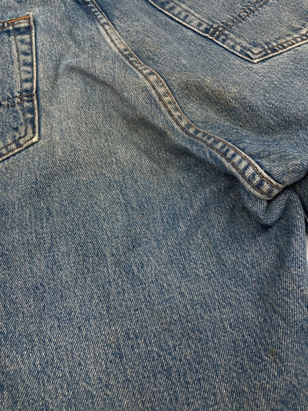 ダブルアールエル RRL DENIM PANTS デニム パンツ ボタンフライ ジーパン ジーンズ USA製 Ralph Lauren インディゴ 青 ロゴ R002 デニム ブルー 35×30 104MB-350