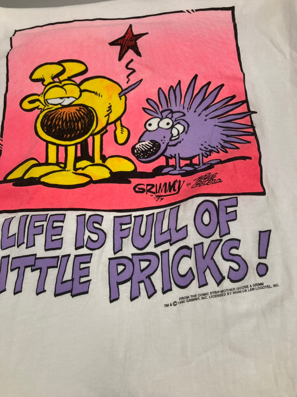 US US古着 90's 90年代 Stedman GRIMMY アメコミ キャラクター アートT ART MADE IN USA アメリカ製 袖シングル ヴィンテージ VINTAGE Tシャツ ホワイト Lサイズ 101MT-4915
