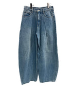 スロー バイ スライ THROW by SLY THROW J/W CURVE TUCKED PT ジャストウエスト カーブ タックド パンツ デニム ブルー 1 101LB-23