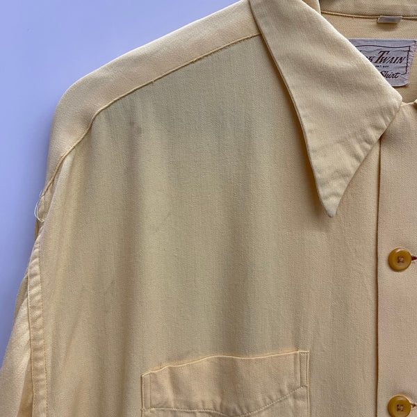 【曜日割引対象外】 ヴィンテージ vintage 50's MARK TWAIN レーヨンギャバ オープンカラーシャツ 長袖シャツ イエロー XLサイズ 201MT-4723 VB