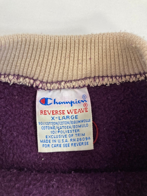 チャンピオン Champion 90s～ ヴィンテージ vintage 刺繍タグ リバースウィーブ REVERSE WEAVE US古着 紫系 スクリプトロゴ リブライン XL スウェット パープル LLサイズ 101MT-3889