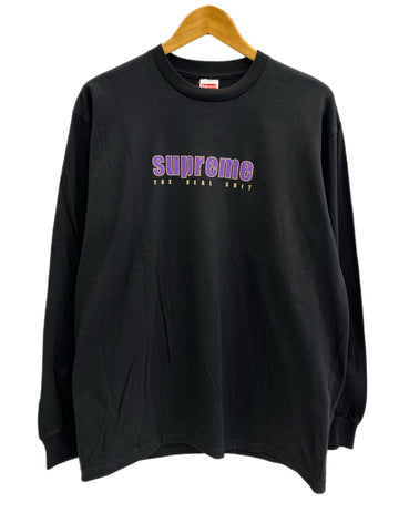 シュプリーム SUPREME The Real Shit L/S Tee ロゴプリント 長袖カットソー 黒 ロンT ブラック Lサイズ 101MT-4144