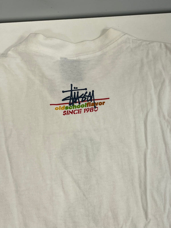 ステューシー STUSSY 90's 90年代 紺タグ OLD STUSSY old school flavor スキーヤー プリント MADE IN USA アメリカ製 VINTAGE ヴィンテージ シングルステッチ Tシャツ ホワイト Sサイズ 101MT-4563
