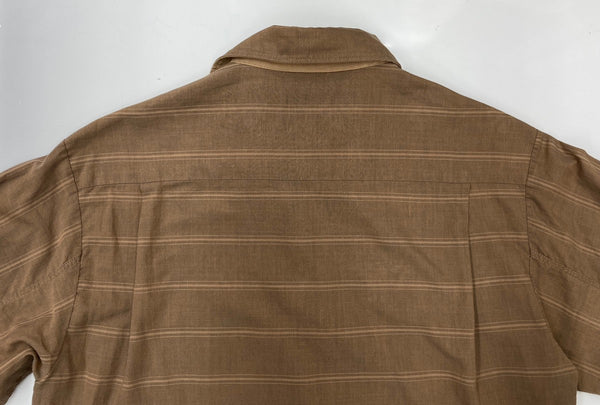 ヴィンテージ vintage 60s 60年代 Blocks 開襟 オープンカラーシャツ ボーダー 民族 茶色 長袖シャツ 刺繍 ブラウン Sサイズ 104MT-1753