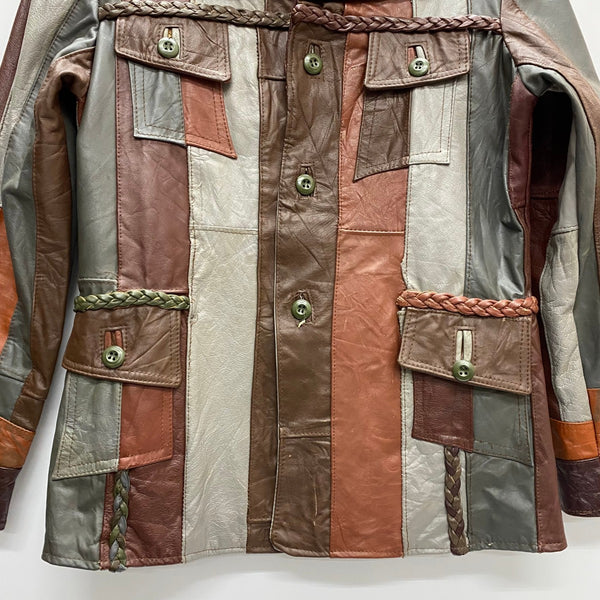 【曜日割引対象外】 ヴィンテージ vintage 80's~ Americana LEATHER USA製 パッチワーク レザージャケット ジャケット マルチカラー 40サイズ 201MT-4458 VB