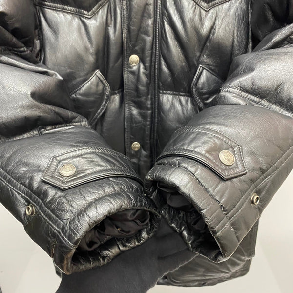 【曜日割引対象外】 ハーレーダビッドソン HARLEY-DAVIDSON レザーダウンジャケット 牛革 ジャケット ブラック Mサイズ 201MT-4498 VB