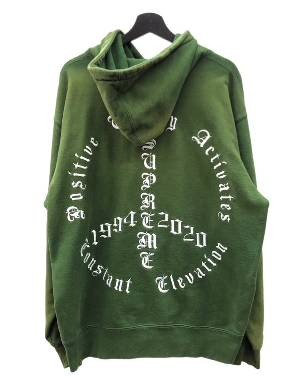 シュプリーム SUPREME 20AW Peace Hooded Sweatshirt ピース フーディ スウェット シャツ パーカー 緑 パーカ 刺繍 グリーン Lサイズ 104MT-2138