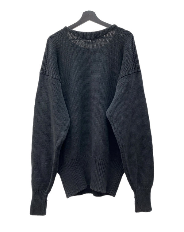 ラルフローレン RalphLauren POLO SPORT 90s USA LOGO COTTON KNIT ロゴ コットン ニット セーター 厚手 長袖 黒 セーター 刺繍 ブラック XLサイズ 104MT-1748