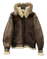 アビレックス AVIREX B-3 MOUTON FLIGHT JACKET ムートン フライト ジャケット フーディ ボア ジップアップ 軍物 アウター 茶 33H5595 サイズ 36 ジャケット 無地 ブラウン 104MT-1712