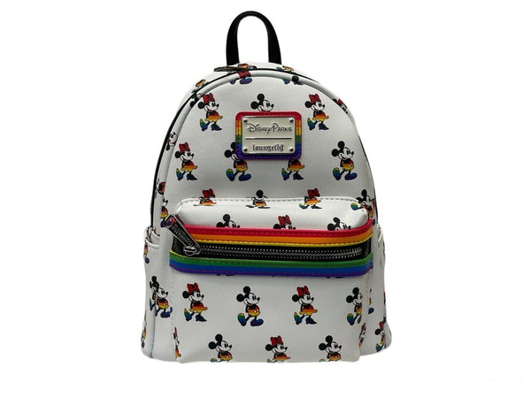 ラウンジフライ LOUNGEFLY × Disney ディズニー レインボー ミッキー ミニー 総柄バックパック バッグ レディース リュック ホワイト 601bag-18