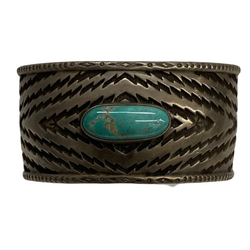 【曜日割引対象外】 【中古】マウントヒル Mt.hill ラグパターン ワイドバングル キャリコレイクターコイズ メンズジュエリー・アクセサリー バングル シルバー 201goods-580 VB