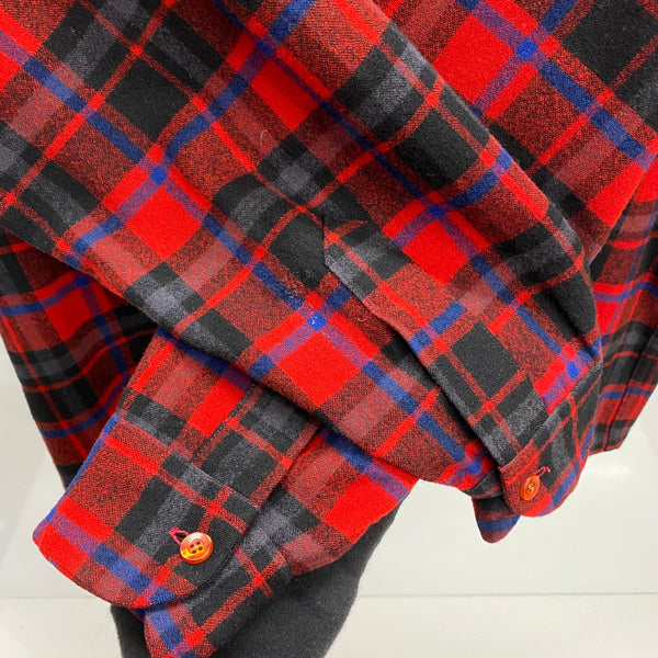 【曜日割引対象外】 ペンドルトン PENDLETON 70's ウール チェックシャツ ボードシャツ ネルシャツ オープンカラー USA製 長袖シャツ レッド XLサイズ 201MT-4773 VB