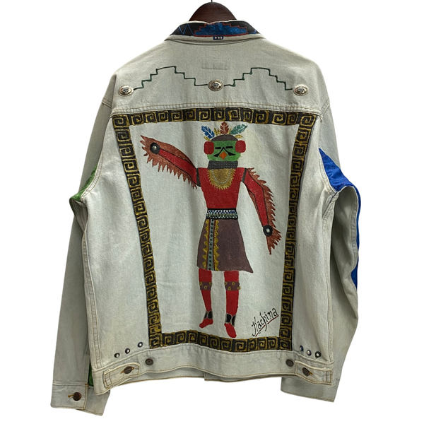 【曜日割引対象外】 エディーバウアー Eddie Bauer 70's 80's カスタムペイント デニムジャケット ジャケット マルチカラー Lサイズ 201MT-4620 VB