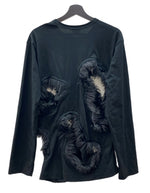 コムデギャルソン COMME des GARCONS HOMME PLUS 23AW CUT-OUT FAKE FUR L/S TEE カットアウトフェイク ファー Tシャツ 長袖 穴あき 黒 PL-T002 ロンT 無地 ブラック Mサイズ 104MT-1608