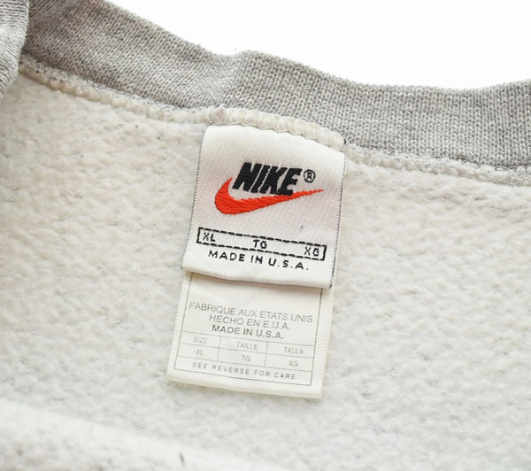 ナイキ NIKE 90s 90's USA製 アメリカ製 銀タグ ワンポイント スウォッシュ スウェット 刺繍 ロゴ スウェット グレー LLサイズ 103MT-2296