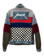 アパッチ APACHE REMAKE DENIM JACKET リメイク デニム ジャケット Gジャン ボタン ジャージ アウター インディゴ 青 ジャケット ロゴ マルチカラー Fサイズ 104MT-2214
