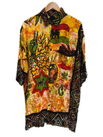 US古着 ボブマーリー ラスタ 柄シャツ 総柄  長袖シャツ マルチカラー 101MT-4586