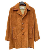 ヴィンテージ vintage 70s 70年代 LAKELAND コーデュロイ レザー パイピング ハーフコート カーコート アウター 茶色 サイズ 38 コート 無地 ブラウン 104MT-1932