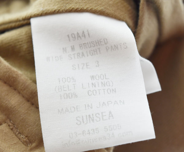 サンシー SUNSEA N.M Brushed Straight Pants ウールパンツ 19A41 ボトムスその他 ブラウン 3 103MB-564
