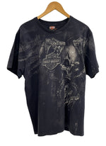 ハーレーダビッドソン Harley-Davidson 00's RIDE HARD PIKES PEAK ドクロ コブラ スカル モーターサイクル バイク プリント 黒 Tシャツ ブラック Lサイズ 101MT-4528