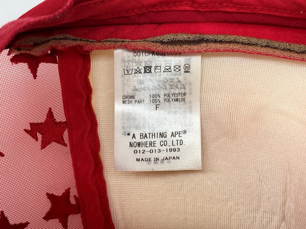 アベイシングエイプ A BATHING APE BAPE STA MESH CAP ベイプ スタ メッシュ キャップ Y2K 星 帽子 赤 帽子 メンズ帽子 キャップ ロゴ レッド フリーサイズ 104H-50