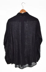 ラルフローレン RalphLauren CUSTM FIT カスタムフィット BDシャツ ボタンダウンシャツ リネン 長袖シャツ ブラック Lサイズ 103MT-2655