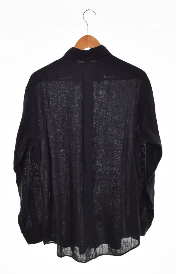 ラルフローレン RalphLauren CUSTM FIT カスタムフィット BDシャツ ボタンダウンシャツ リネン 長袖シャツ ブラック Lサイズ 103MT-2655