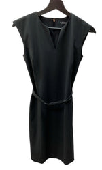 ラルフローレン RalphLauren ローレンラルフローレン ブラックレーベル ノースリーブワンピース 膝丈 Vネック ウエストマーク BLACK 黒 ワンピース 無地 ブラック SIZE00 104LT-119