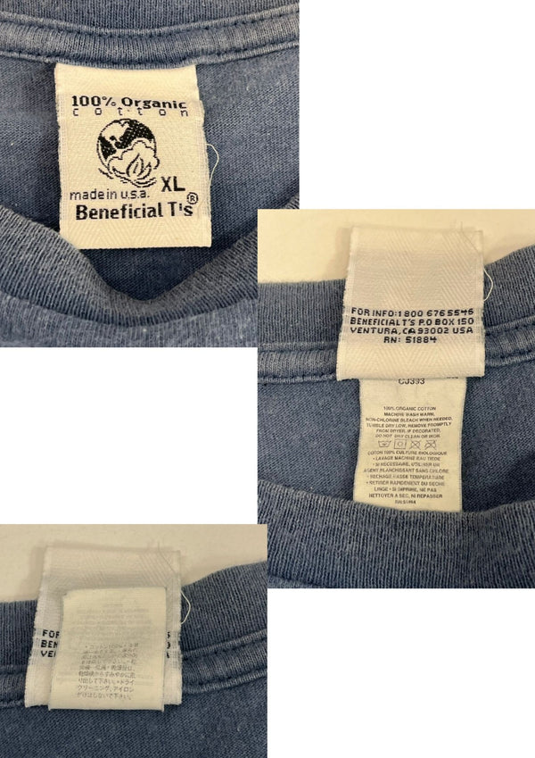 パタゴニア PATAGONIA 90's 90年代 Beneficial タグ クラシックカー 両面プリント  USA製 アメリカ製 青 vintage ヴィンテージ XL Tシャツ ブルー LLサイズ 101MT-4722