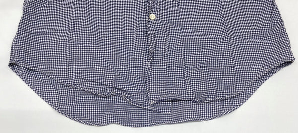 ダブルアールエル RRL 90s 三ツ星タグ SHIRT ステンカラー オープンカラー 開襟 フロントボタン ヴィンテージ VINTAGE ラルフローレン RALPH LAUREN ギンガムチェック コットン シンガポール製 BLUE 青 長袖シャツ 総柄 ブルー Mサイズ 104MT-1972