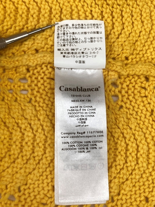 カサブランカ Casablanca Crochet Polo Shirt クロケット ポロ シャツ ニット黄 CASABLANCA22SS-8 半袖シャツ ロゴ イエロー Mサイズ 104MT-1771