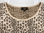 フェンディ FENDI オールド OLD レトロ ニット ラウンドネック 総柄 ロゴ ウール ビスコース レーヨン MADE IN ITALY イタリア製  セーター ヒョウ柄・レオパード柄 ベージュ SIZE40 104LT-248
