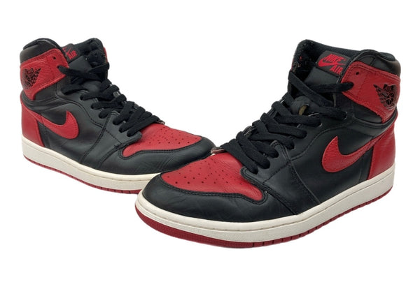 ナイキ NIKE 16年製 AIR JORDAN 1 RETRO HIGH OG BRED エア ジョーダン レトロ ハイ ブレッド AJ1 赤 黒 555088-001 メンズ靴 スニーカー ブラック 27cm 104S-713
