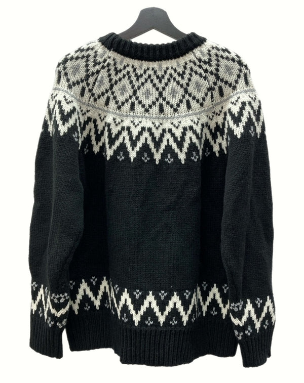 ウィンダンシー WIND AND SEA NORDIC SWEATER ノルディック セーター ニット クルーネック 厚手  WDS-O-WKN-23-Q2-KN-03 セーター 総柄 ブラック Lサイズ 104MT-603