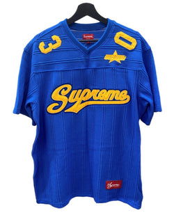シュプリーム SUPREME 21SS Mesh Stripe Football Jersey メッシュ ストライプ フットサル ジャージ 青 Tシャツ ロゴ ブルー Mサイズ 104MT-1706