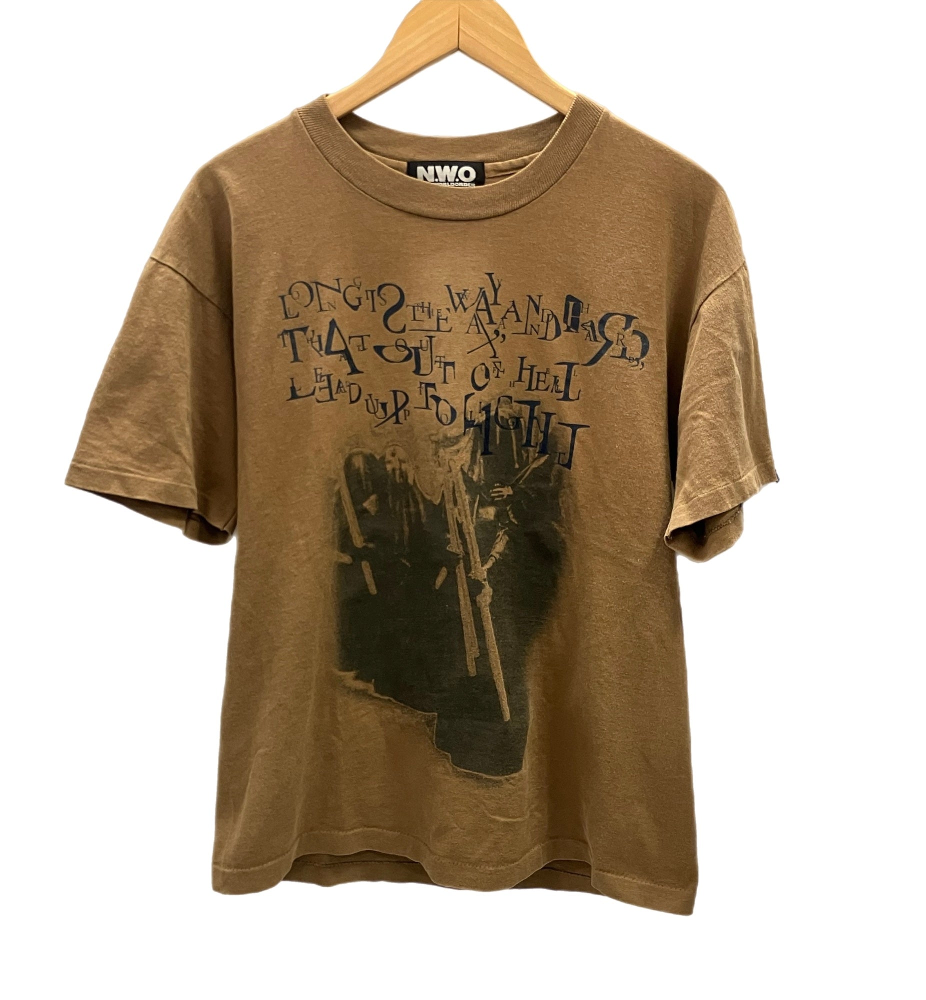 ニューワールドオーダー NEW WORLD ORDER N.W.O 90s 90's anvil Vintage ヴィンテージ Tシャツ プリント  ブラウン Mサイズ 101MT-2609 | 古着通販のドンドンサガール