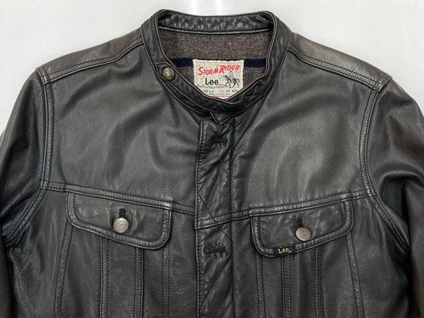 リー Lee 101LJ STORM RIDER ストームライダー レザージャケット ライダース カウレザー 牛革 黒 サイズ 38REG ジャケット 無地 ブラック 104MT-2232