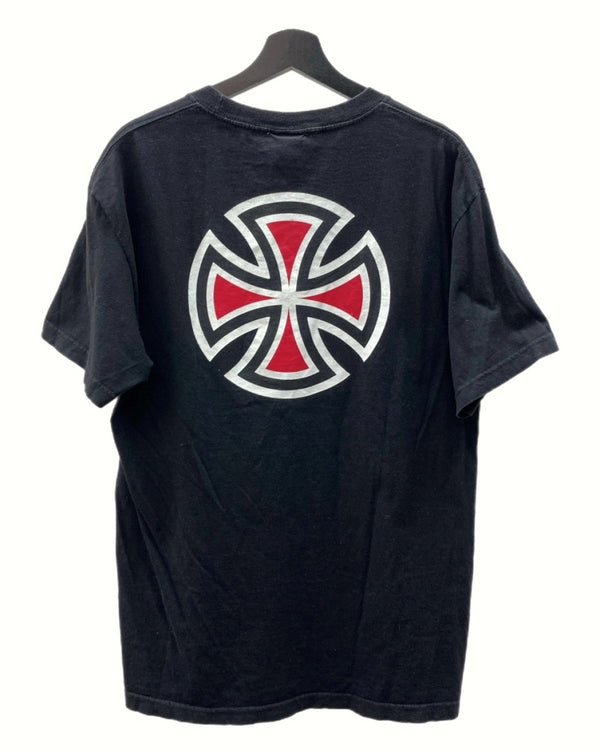 ヴィンテージ vintage 90s 00s INDEPENDENT インディペンデント PRINT S/S TEE プリント Tシャツ NHSタグ OLDSKATE スケボー 両面プリント 黒 Tシャツ ロゴ ブラック Lサイズ 104MT-1209