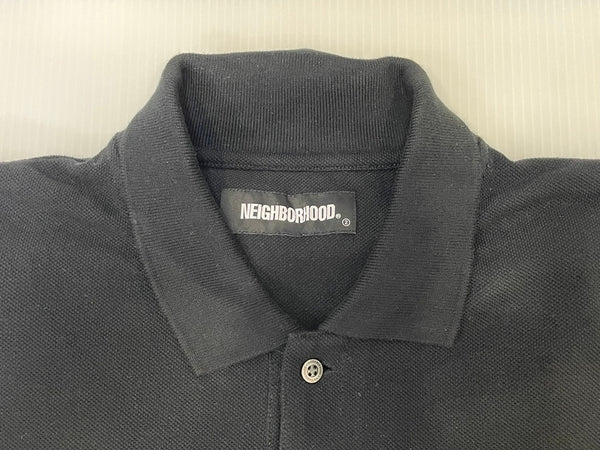 ネイバーフッド NEIGHBORHOOD 21SS LOGIC/C-POLO.SS オーバーサイズ ロゴ刺繍 ポロシャツ S ブラック Sサイズ 601MT-3