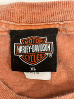 ハーレーダビッドソン Harley-Davidson 00's MORTERCYCLE イーグル モーターサイクル バイク バーアンドシールドロゴ 両面プリント  ポケット XL Tシャツ オレンジ LLサイズ 101MT-4536