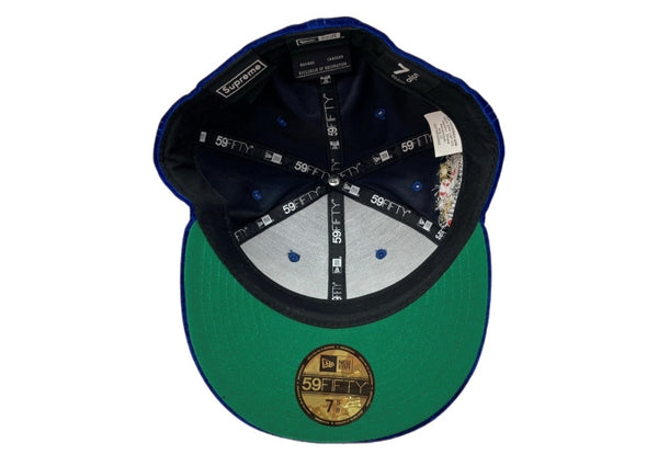シュプリーム SUPREME 22AW Velour Box Logo New Era ベロア ボックス ロゴ ニューエラ ベースボールキャップ 帽子 青 帽子 メンズ帽子 キャップ 刺繍 ブルー 104H-48