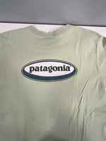 パタゴニア PATAGONIA 90s Vintage ヴィンテージ Beneficial T's  USA製 オーバルロゴ プリントTシャツ Tシャツ グリーン Sサイズ 101MT-4737
