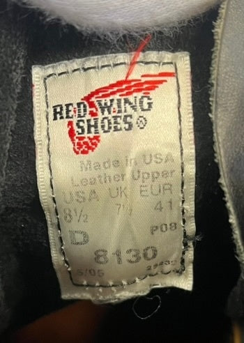 レッドウィング RED WING IRISH SETTER MOC TOE BOOTS アイリッシュセッター モックトゥ ブーツ 黒 8130 メンズ靴 ブーツ ワーク ブラック 8 1/2 101sh-2109