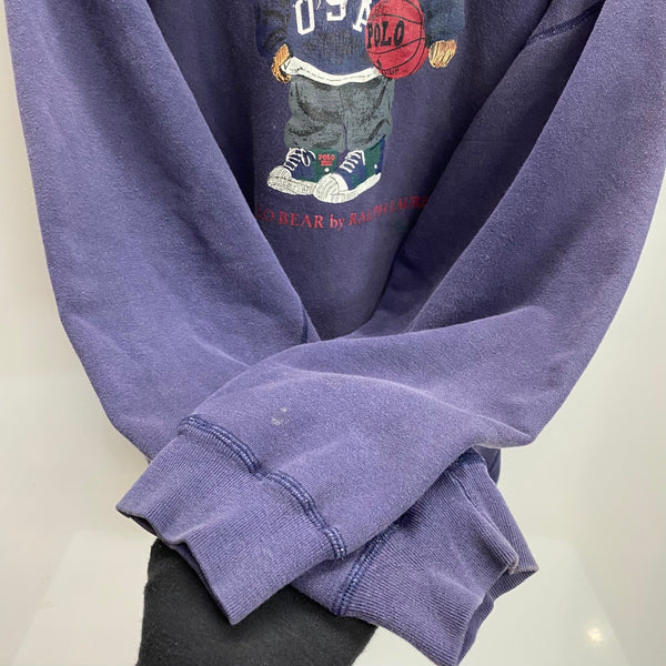 【曜日割引対象外】 ラルフローレン POLO RALPH LAUREN 90's 00's ポロベア バスケ 香港製 パーカ ネイビー Sサイズ 201MT-4527 VB
