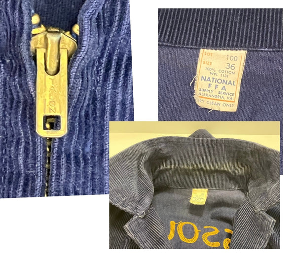 ヴィンテージ vintage 70s 70's 70年代 FFA NATIONAL アメリカ国立農業学校 古着 ファーマーズジャケット FFA JACKET コーデュロイ TALON ZIP Lot100 LONG 36 ジャケット ネイビー Mサイズ 101MT-2933