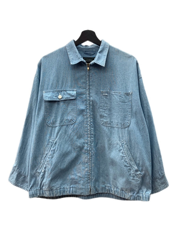 ラルフローレン RalphLauren POLO COUNTRY 80s 90s CHAMBRAY SWING-TOP JACKET シャンブレー スウィング トップ ジャケット ジップアップ 薄手 青 ジャケット 無地 ブルー Mサイズ 104MT-2049