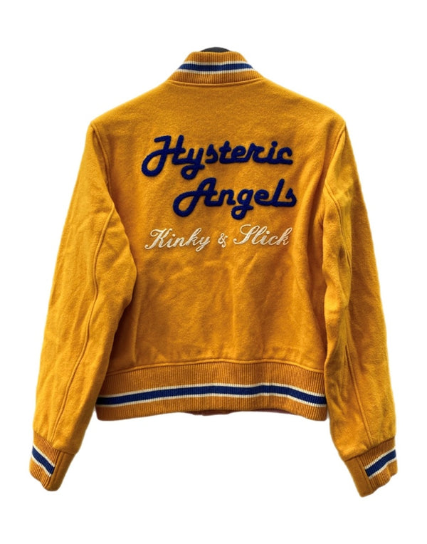ヒステリックグラマー HYSTERIC GLAMOUR STADIUM JACKET スタジアム ジャケット スタジャン ワッペン アウター 黄 2AB-2930 ジャケット ロゴ イエロー Fサイズ 104MT-2124